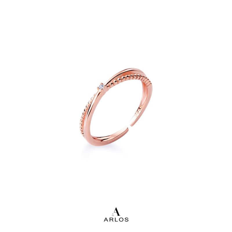 閃爍交疊開口戒指 (玫瑰金)
