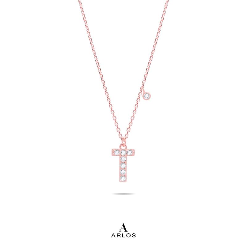 Trésor 字母 [ T ] 頸鏈 (玫瑰金)