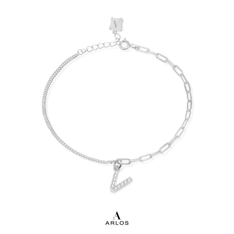 Trésor 字母 [ V ] 手鏈 (白金色)