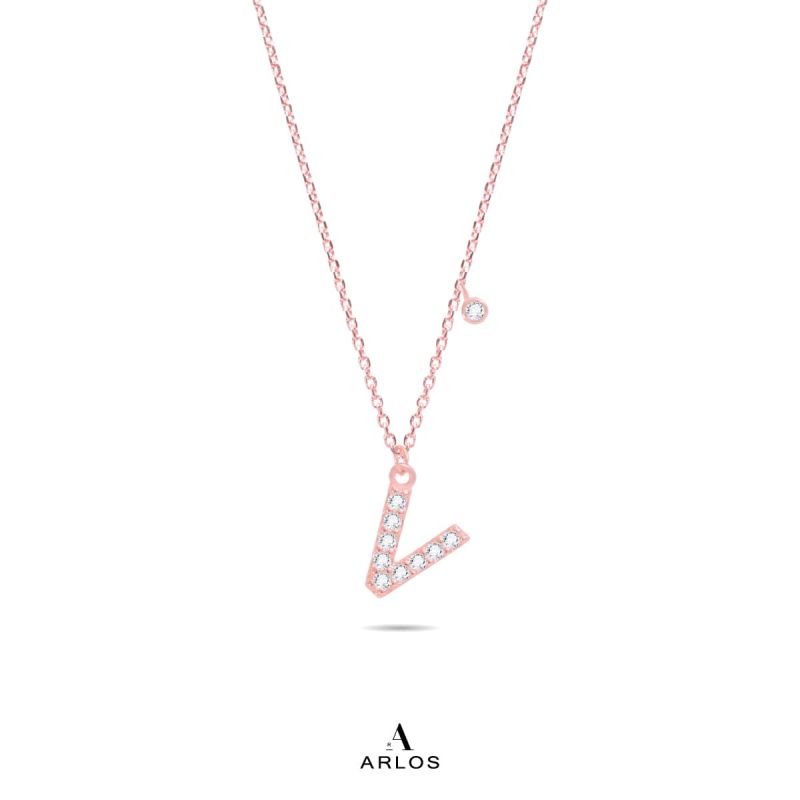 Trésor 字母 [ V ] 頸鏈 (玫瑰金)