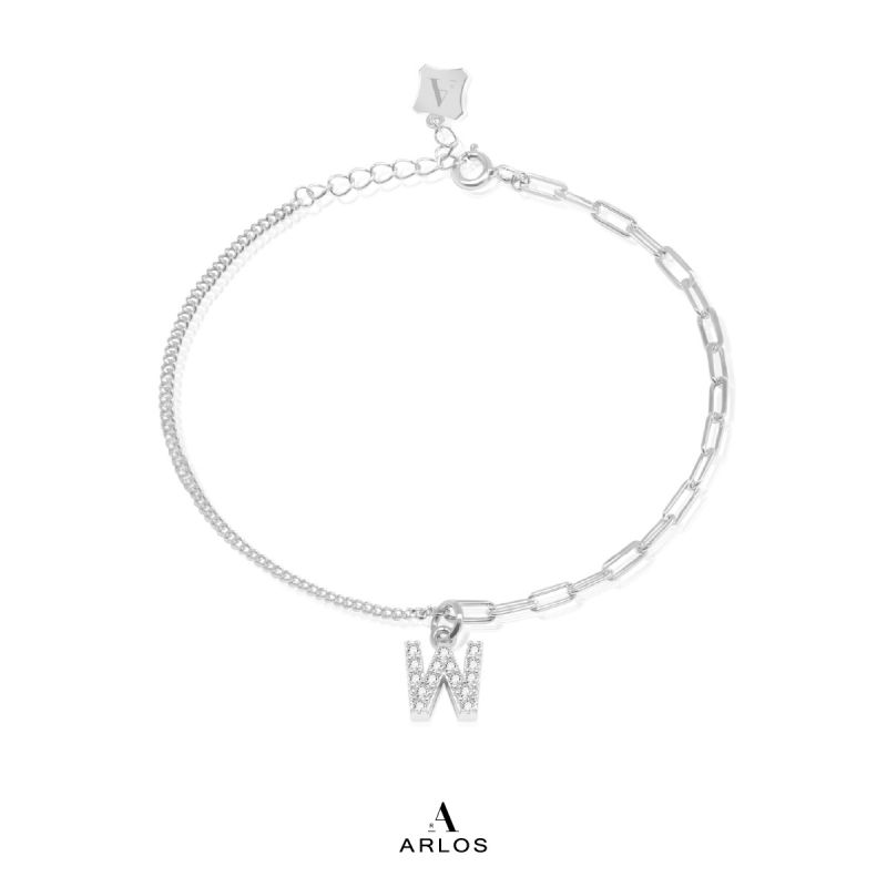 Trésor 字母 [ W ] 手鏈 (白金色)