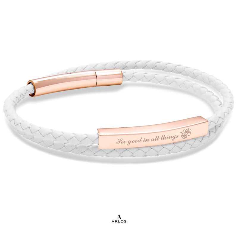 Le Tien 雙層皮革手環 (星光白)